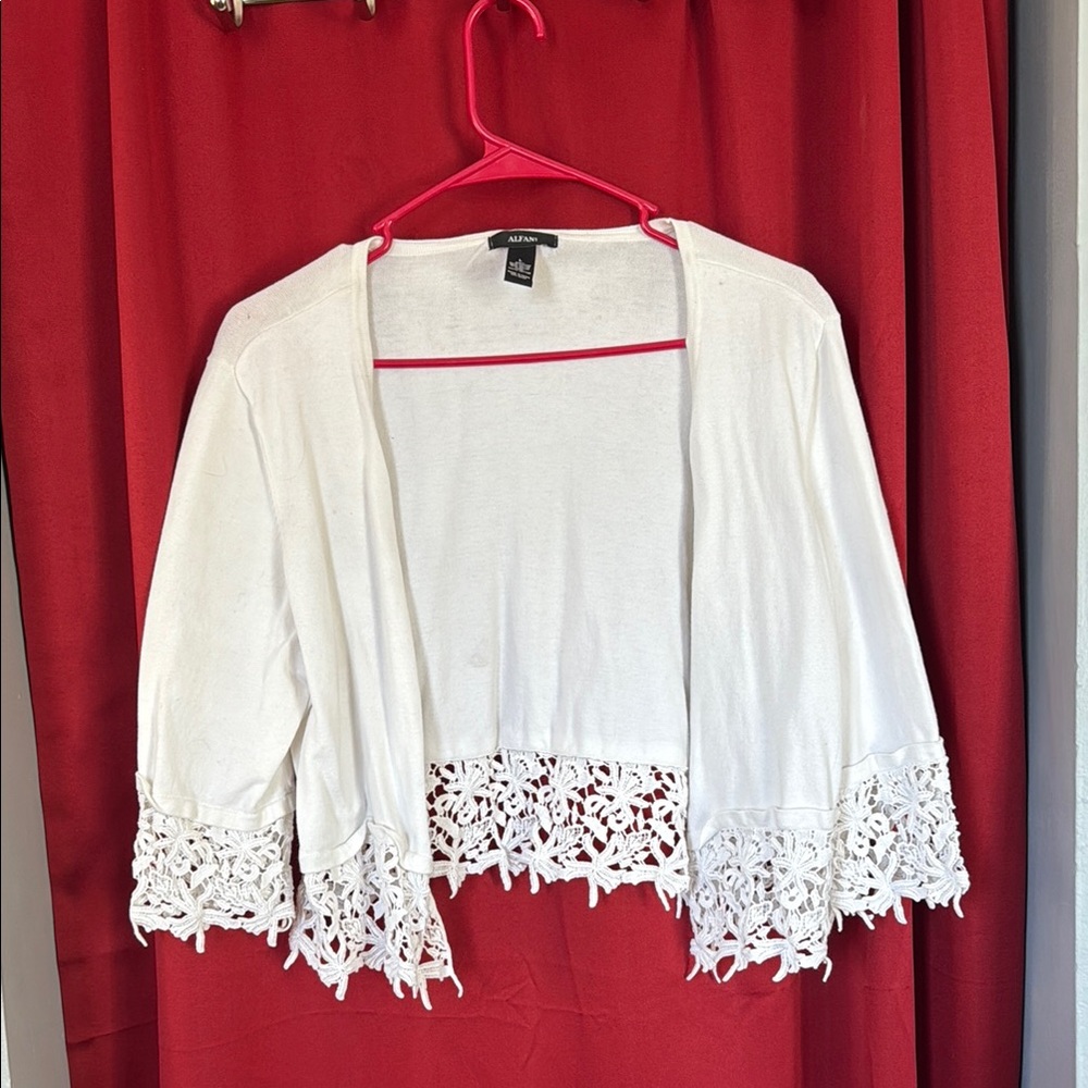 White Lace Trim Sweater